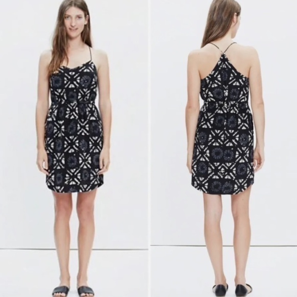 Madewell silk starview cami dress in batik grid NWOT size 4